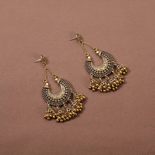 Antique Gold Dangle Tassel Earrings