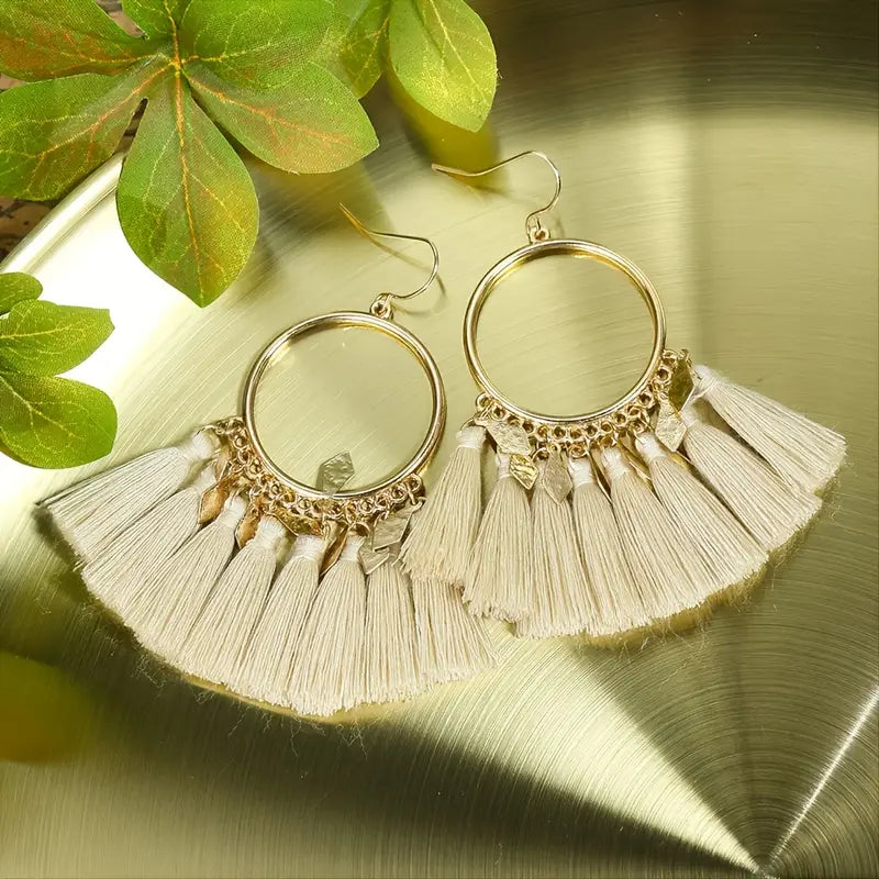 Beige Tassel Earrings 24-0084