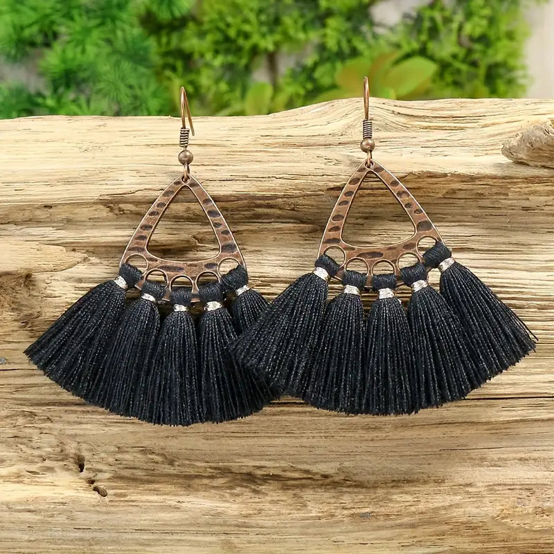 Black Fan Earrings 24-0046