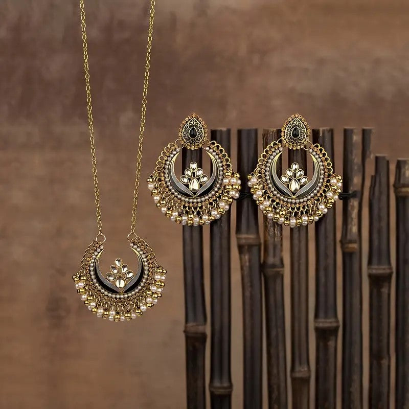 Black Rhinestone Earrings & Necklace