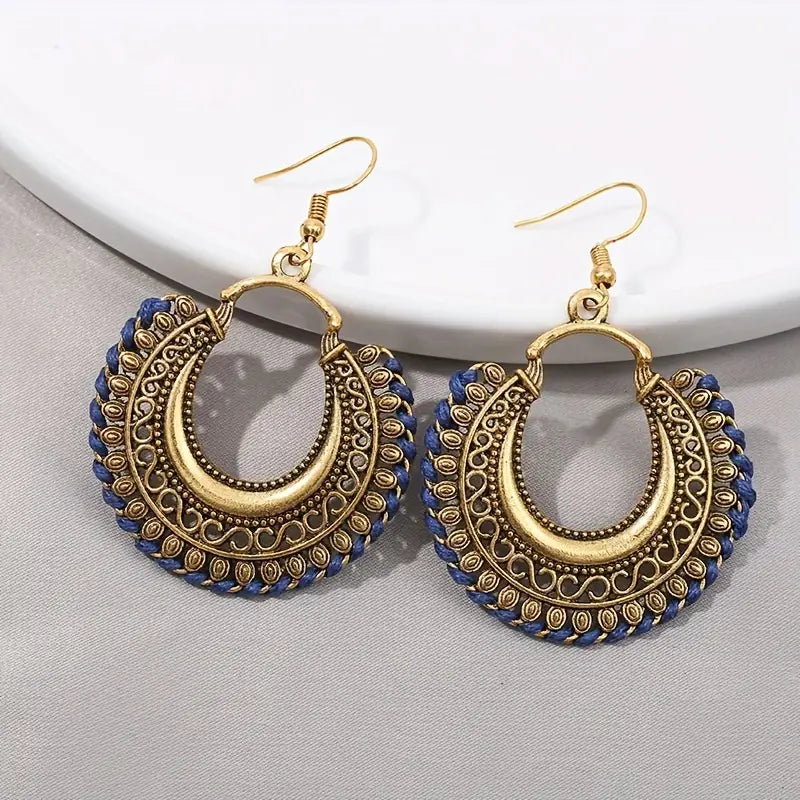 Blue Round Drop Earrings 24-0049