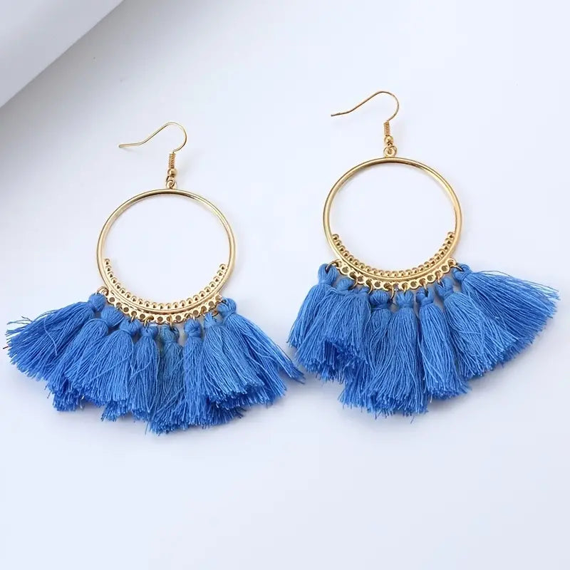 Blue Tassel Earrings 24-0076