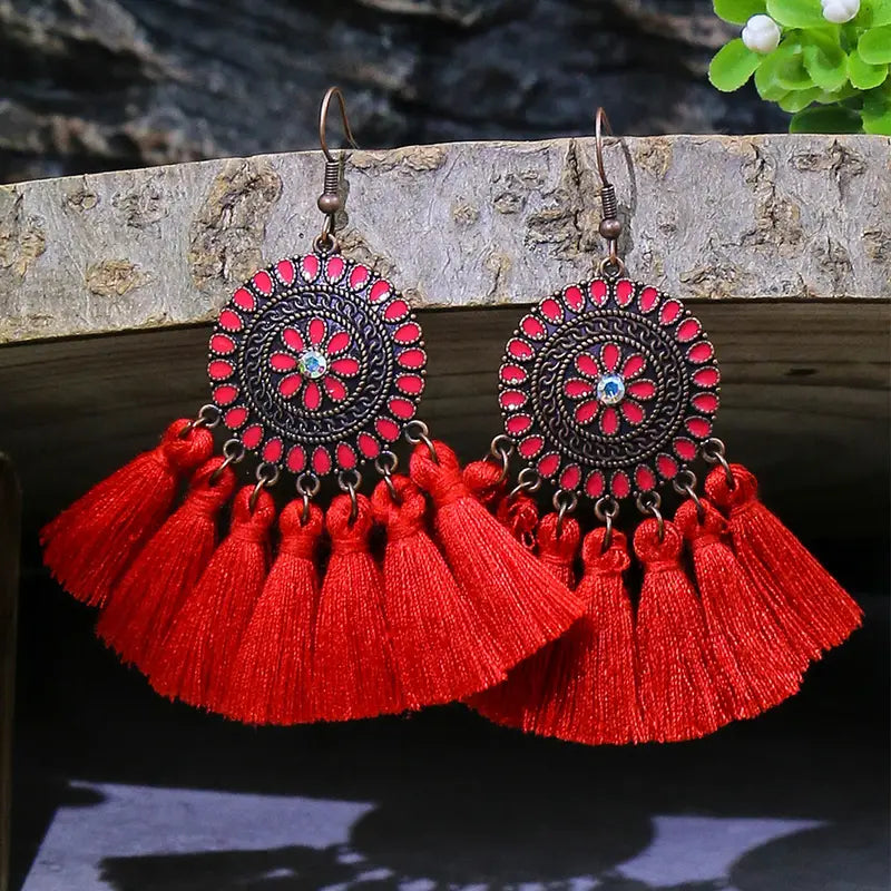 Bohemian Dark Red Earrings 24-0092