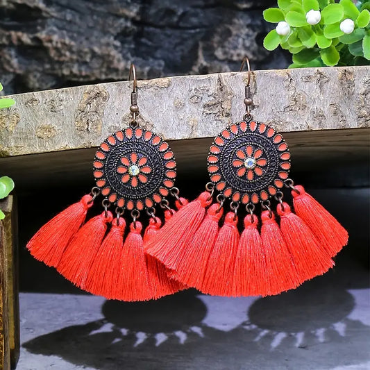 Bohemian Red Earrings 24-0089