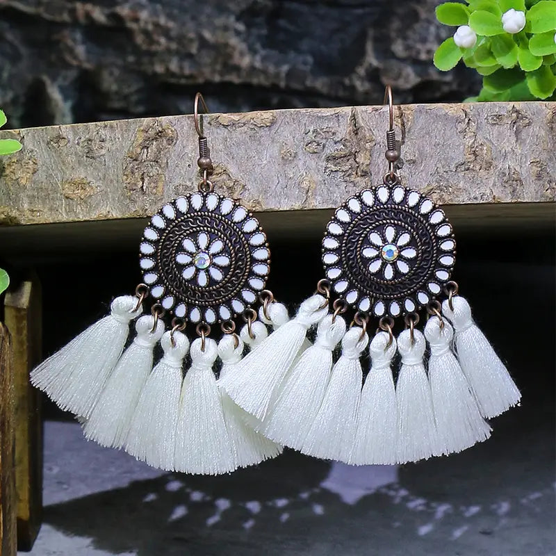 Bohemian White Earrings 24-0096