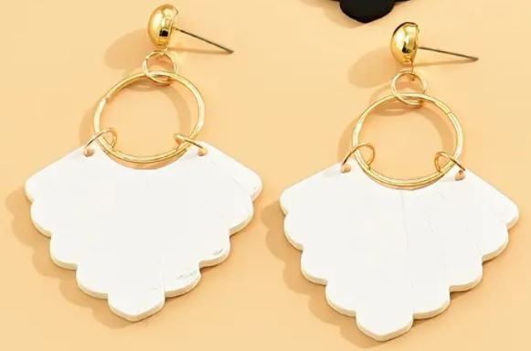 White Geometric Shape Earrings