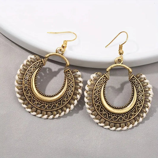 Cream Round Drop Earrings 24-0053