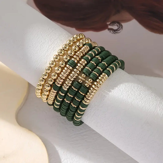 Dark Green & Gold Bracelet Set