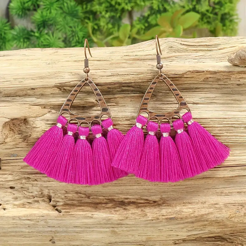 Dark Pink Fan Earrings 24-0056