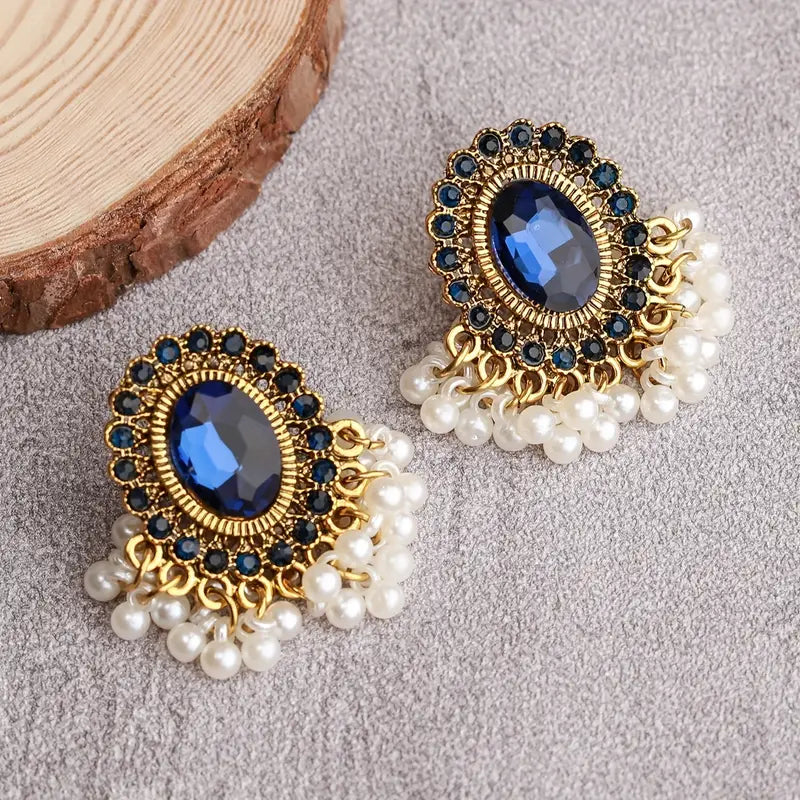 Gold & Blue Earrings 24-0087