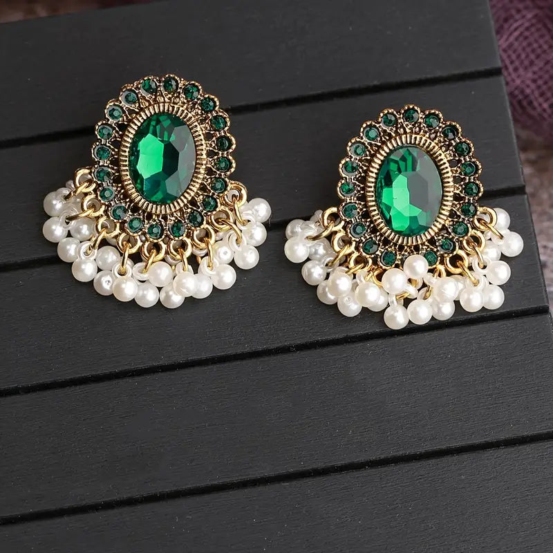 Gold & Green Earrings 24-0088