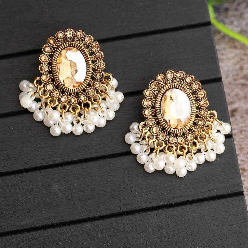 Gold & White Earrings 24-0084