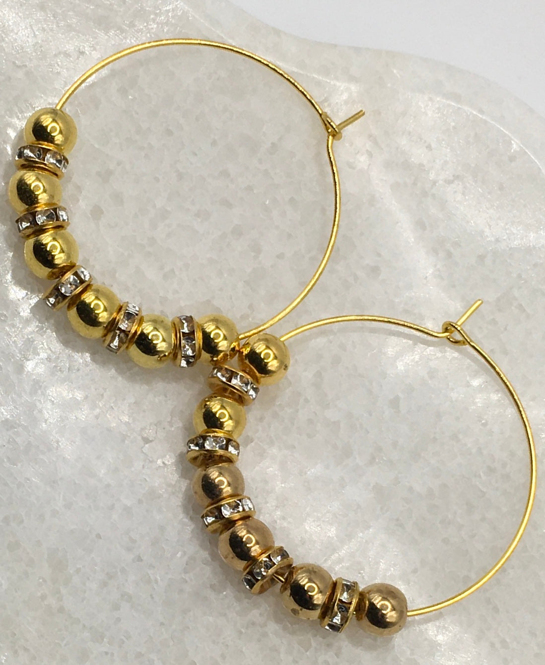 Gemstone Gold Color Hoop Earring 24-0008