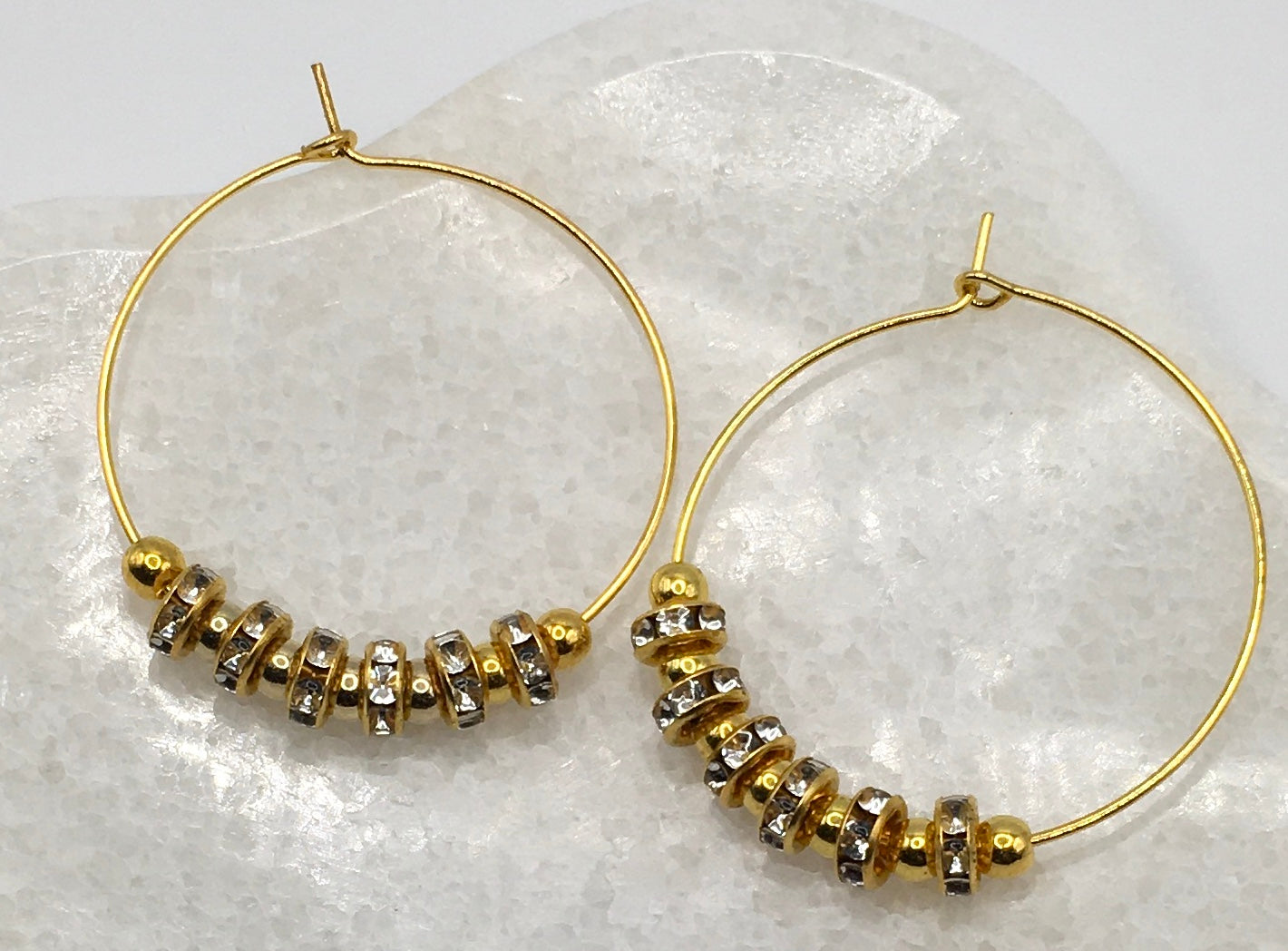 Gemstone Gold Color Hoop Earring 24-0009