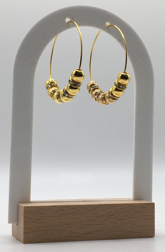 Gemstone Gold Color Hoop Earring 24-0008