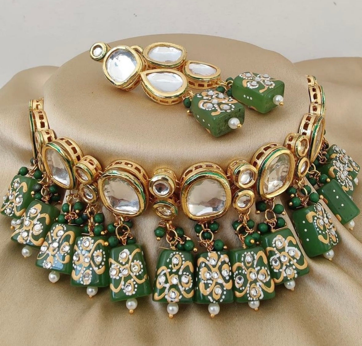 Green Earring & Necklace Set