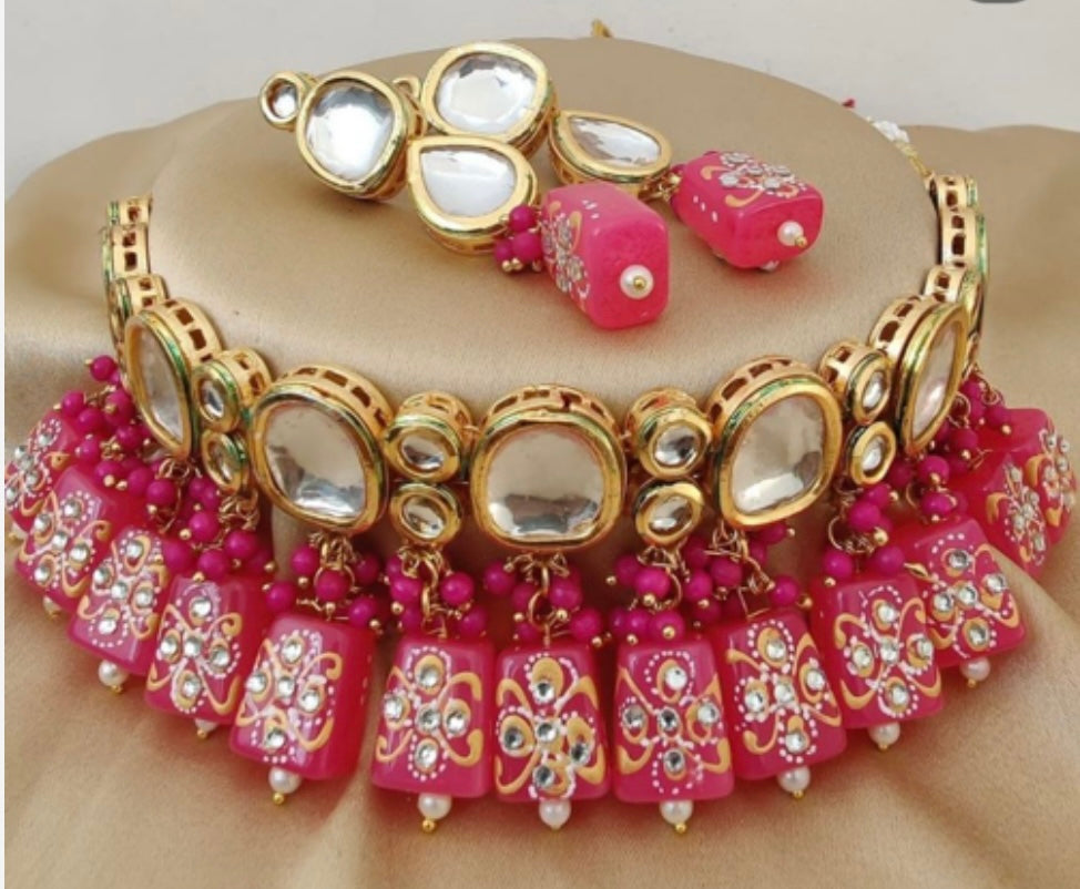 Pink Earring & Necklace Set