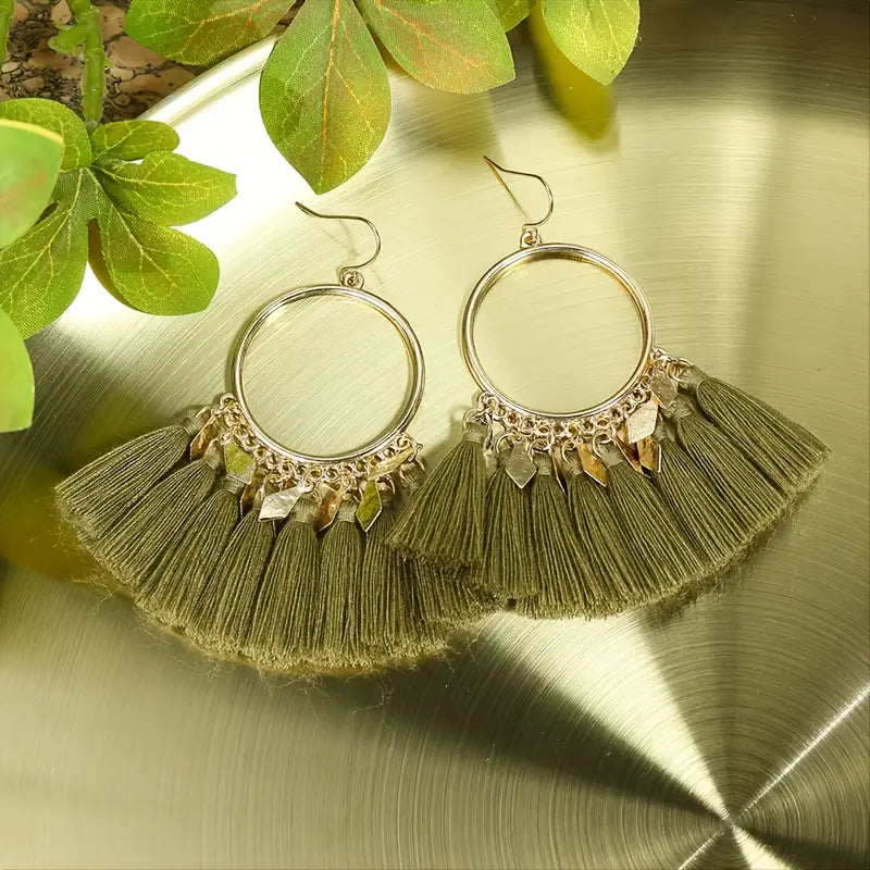 Light Green Tassel Earring 24-0081