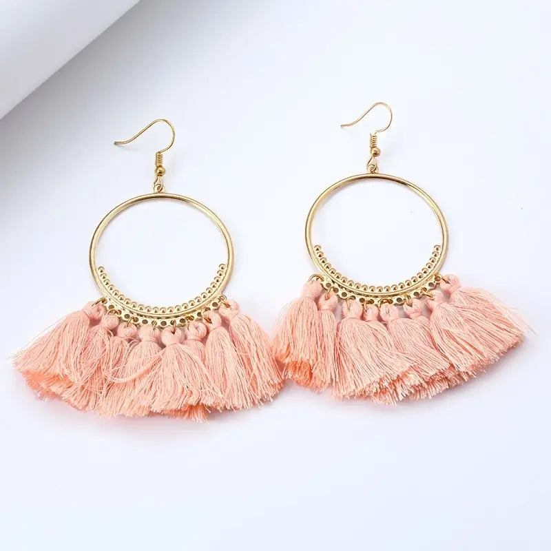 Pink Peach Tassel Earrings 24-0078