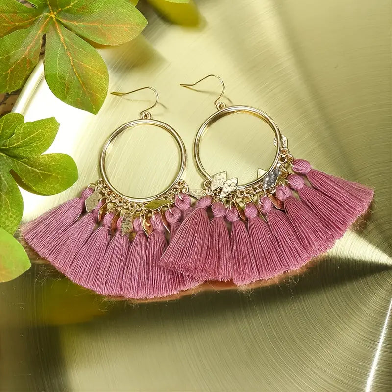 Pink Tassel Earrings 24-0083