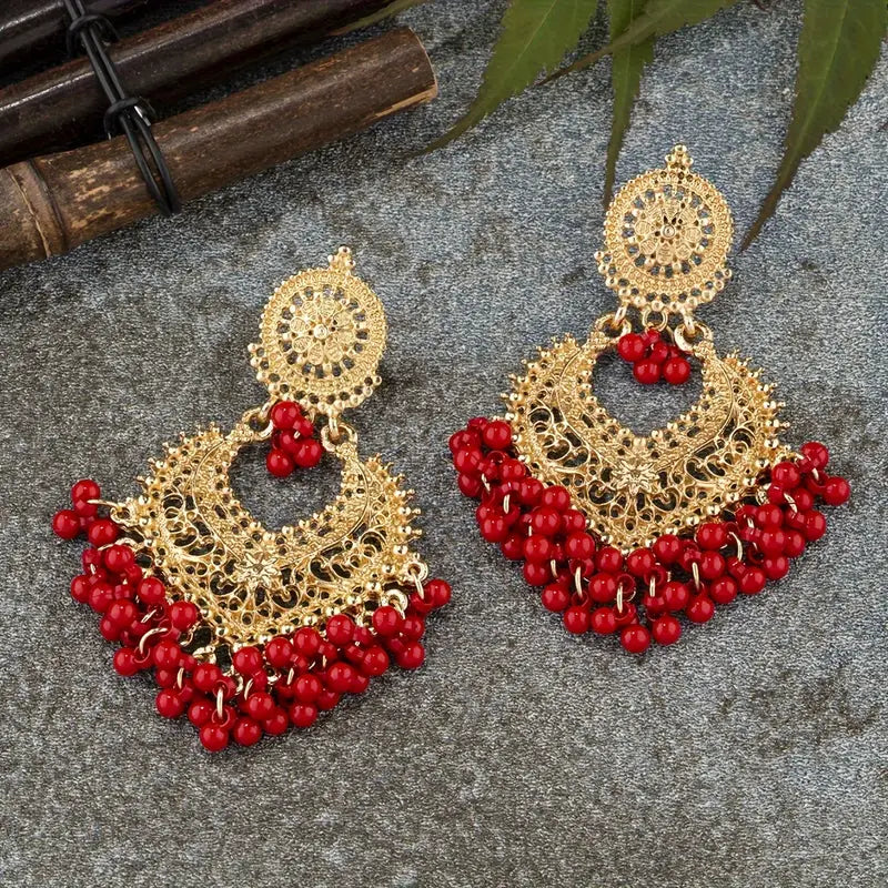 Red Chandbali Earrings