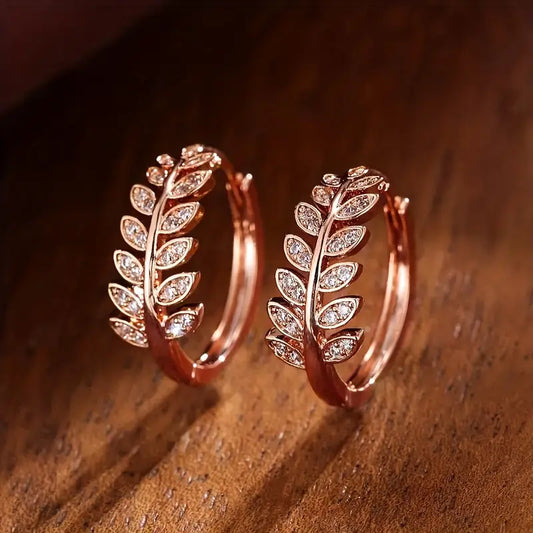 Rose Gold Leaf Pattern Earrings