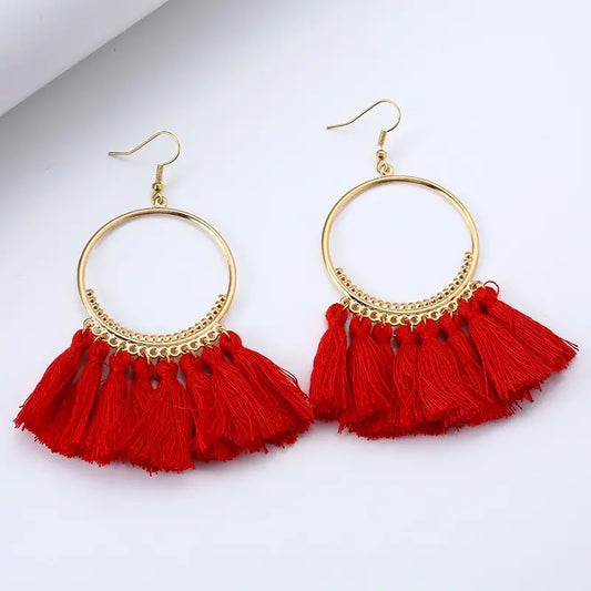 Red Tassel Earrings