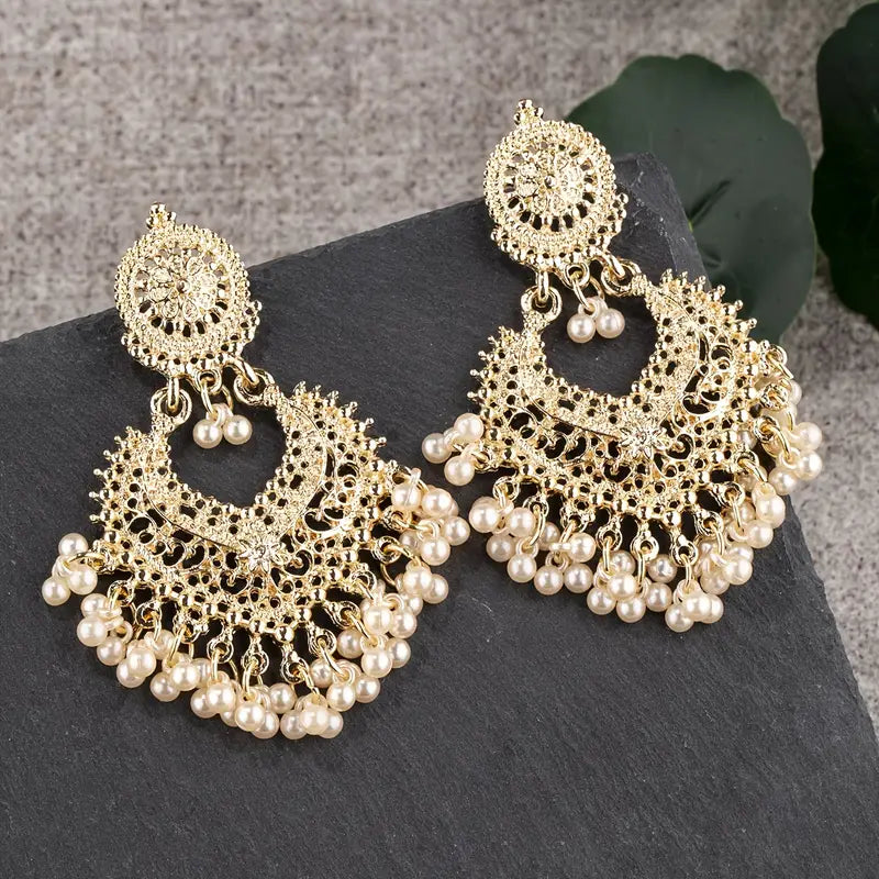 White Chandbali Earrings