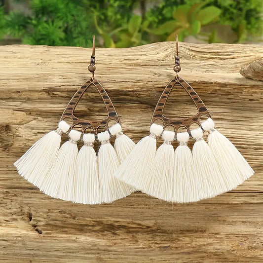 Beige Fan Earrings 24-0071