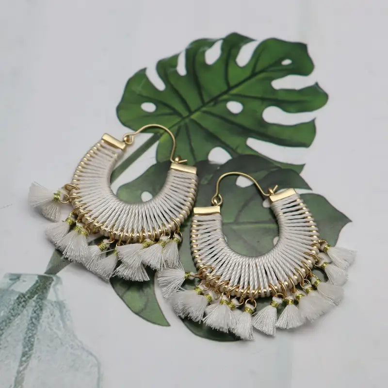 White Tassel Earrings 24-0074