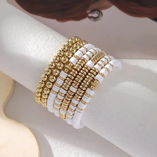 White & Gold Bracelet Set